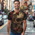 Edgy Human Skeleton Graphic Art 3D Pattern Printed Casual Unisex Tee Shirt Tops