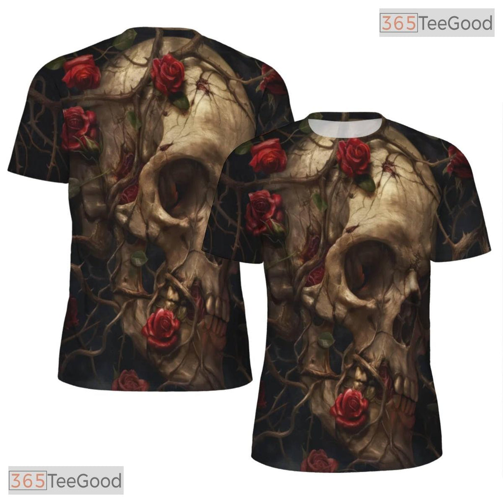 Edgy Human Skeleton Graphic Art 3D Pattern Printed Casual Unisex Tee Shirt Tops