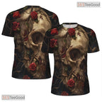 Edgy Human Skeleton Graphic Art 3D Pattern Printed Casual Unisex Tee Shirt Tops