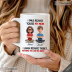 I Smile Because You Are My Mom Mug - Personalized Birthday Gift for Mom Ceramic Accent Mug
