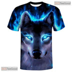 Ice Blue Wolf Basketball Graphic Design 3D Printed Short Sleeve Unisex Tee Shirt Top