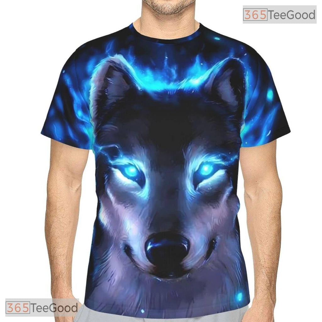 Ice Blue Wolf Basketball Graphic Design 3D Printed Short Sleeve Unisex Tee Shirt Top