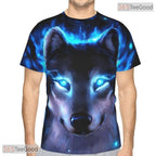 Ice Blue Wolf Basketball Graphic Design 3D Printed Short Sleeve Unisex Tee Shirt Top