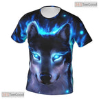 Ice Blue Wolf Basketball Graphic Design 3D Printed Short Sleeve Unisex Tee Shirt Top