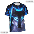 Ice Blue Wolf Basketball Graphic Design 3D Printed Short Sleeve Unisex Tee Shirt Top