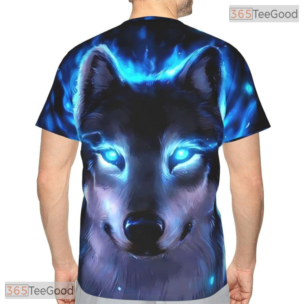 Ice Blue Wolf Basketball Graphic Design 3D Printed Short Sleeve Unisex Tee Shirt Top