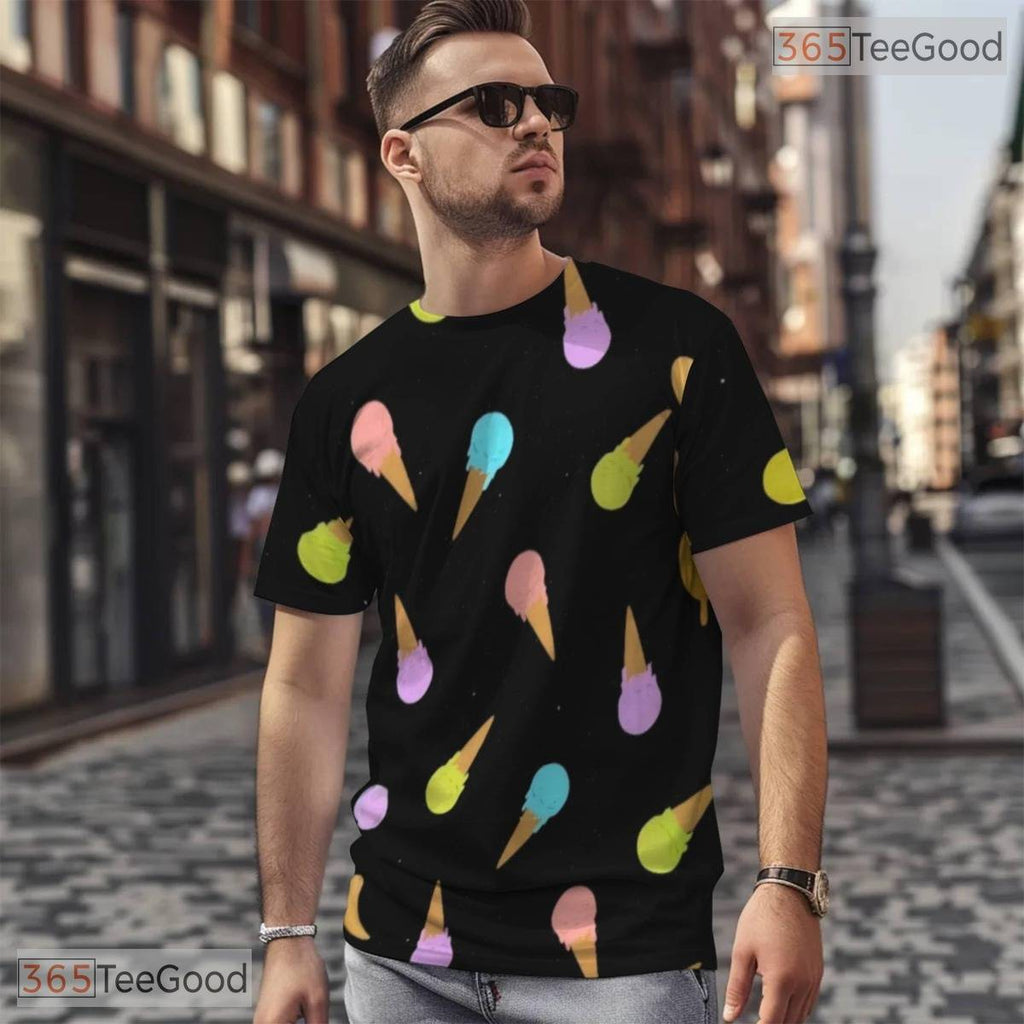 Sweet Ice Cream Snacks Food Graphic Novelty 3D Printed Casual Unisex T-Shirt