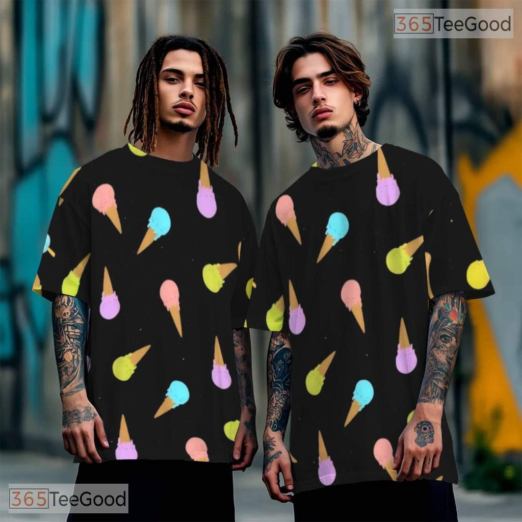 Sweet Ice Cream Snacks Food Graphic Novelty 3D Printed Casual Unisex T-Shirt