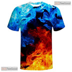 Ice And Fire American Flag Eagle 3D Graphic Printed Casual Unisex Tee Shirt Styles