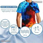 Ice And Fire American Flag Eagle 3D Graphic Printed Casual Unisex Tee Shirt Styles