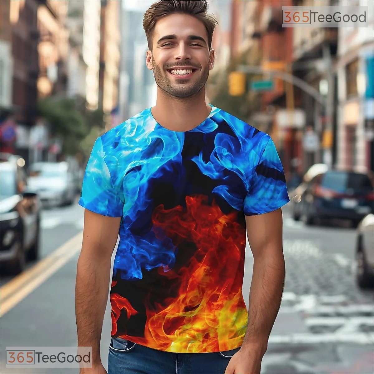 Ice And Fire American Flag Eagle 3D Graphic Printed Casual Unisex Tee Shirt Styles