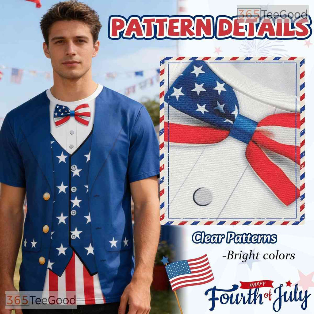 Blue Independence Day 4th Of July Graphic 3D Printed Casual Unisex Tee Shirt