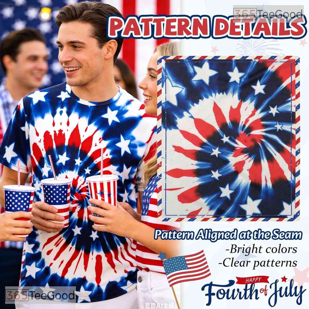 Tie Dye USA Independence Day 4th Of July 3D Printed Casual Unisex Tee Shirts