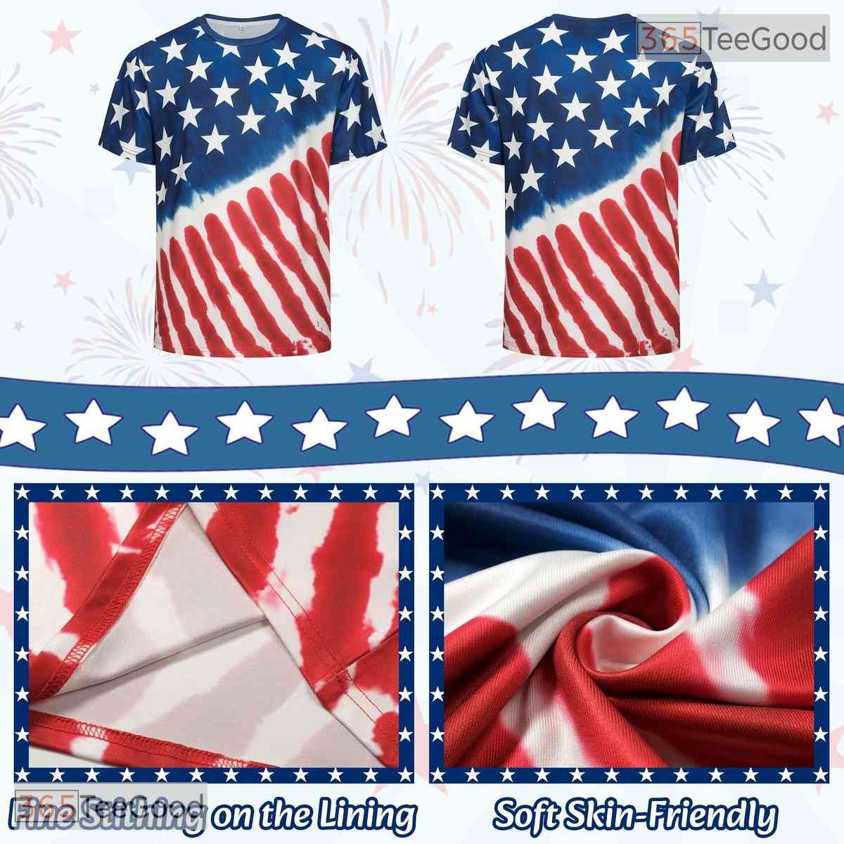 USA Flag Independence Day 4th Of July 3D Printed Casual Unisex T-Shirt Tops