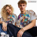 Native Skeleton Headdress Graphic 3D Pattern Printed Casual Unisex T-Shirt Tops