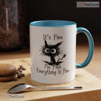 Everything Is Fine Stress Humor Mug - Relatable Mental Health Quote Ceramic Accent Mug