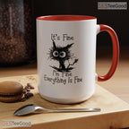 Everything Is Fine Stress Humor Mug - Relatable Mental Health Quote Ceramic Accent Mug