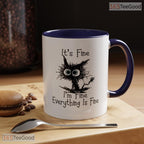 Everything Is Fine Stress Humor Mug - Relatable Mental Health Quote Ceramic Accent Mug
