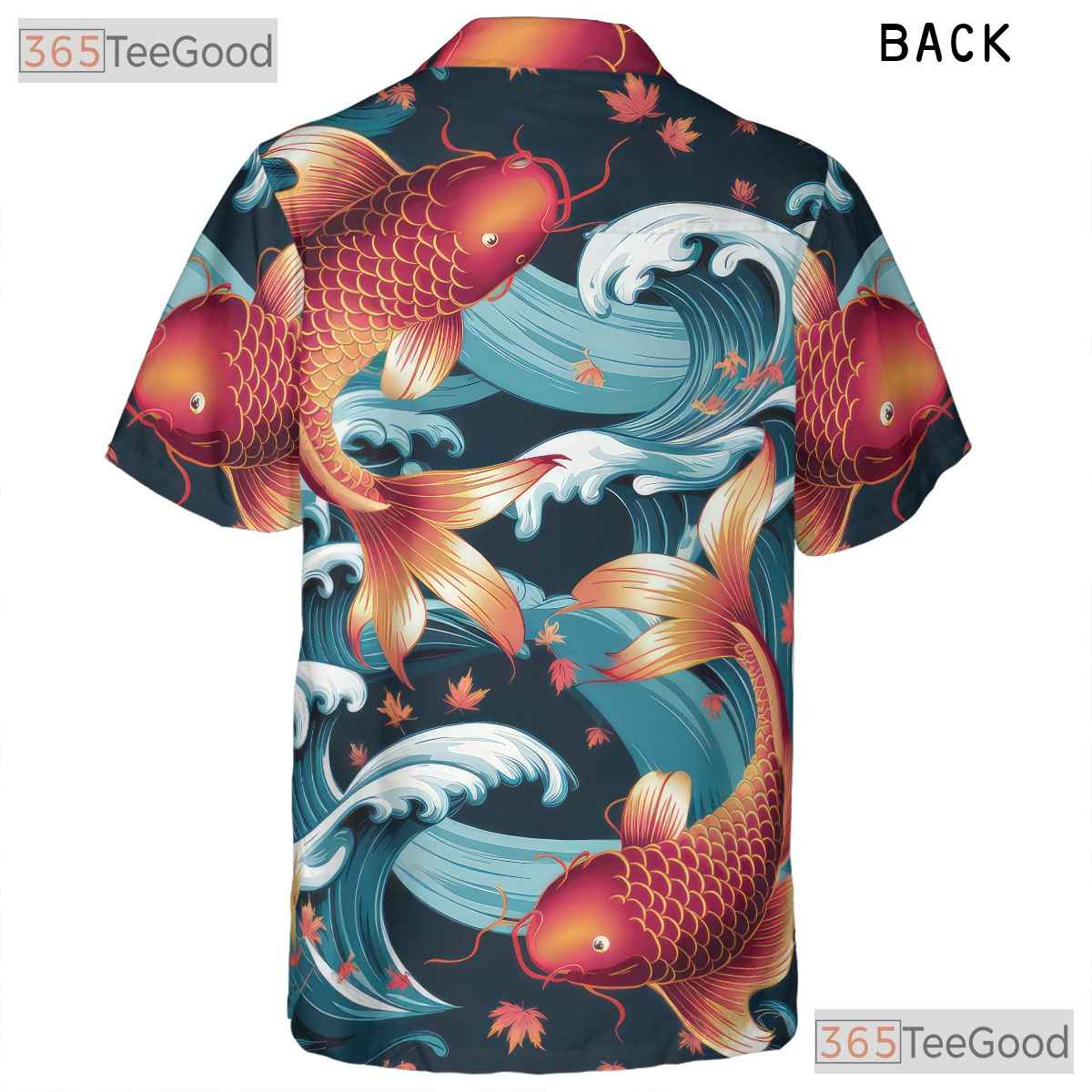 Japanese Koi Fish Hawaiian Shirt - Men's Traditional Wave Art Aloha Tee