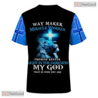Blue Jesus Christ Religious 3D Graphic Print Casual Unisex Short Sleeve Shirt