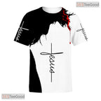 White Jesus Christ Religious 3D Graphic Printed Casual Unisex Short Sleeve Tee