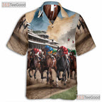 Jockey Horse Derby Racing Pattern Hawaiian Tee Unisex Summer Beach Vacation Top