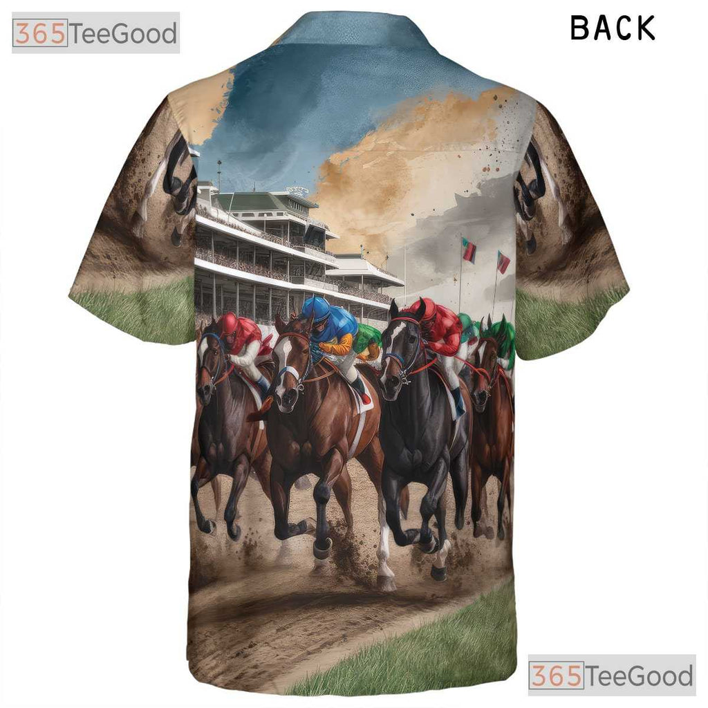 Jockey Horse Derby Racing Pattern Hawaiian Tee Unisex Summer Beach Vacation Top