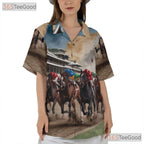 Jockey Horse Derby Racing Pattern Hawaiian Tee Unisex Summer Beach Vacation Top