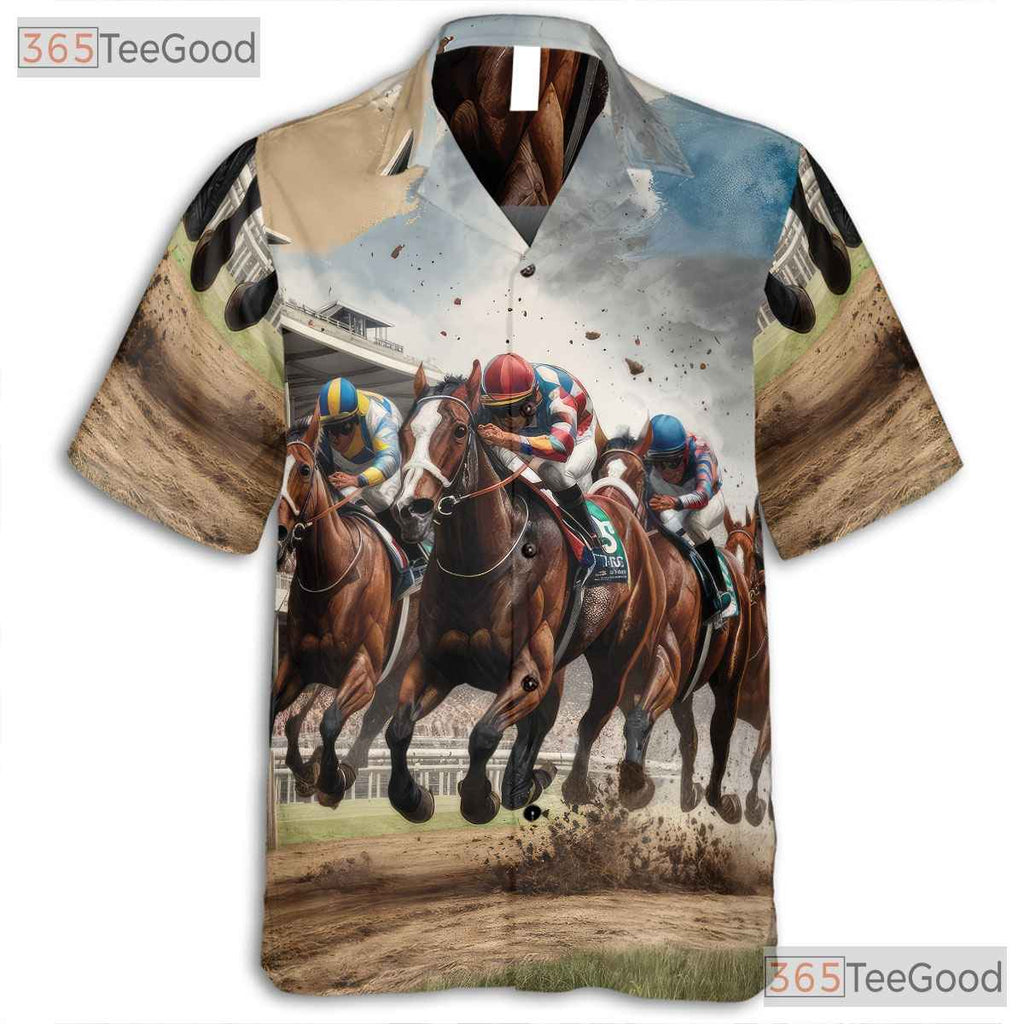 Jockey Horse Racing Derby Print Hawaiian Shirt for Men Women Summer Party Outfit