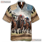Jockey Horse Racing Derby Print Hawaiian Shirt for Men Women Summer Party Outfit