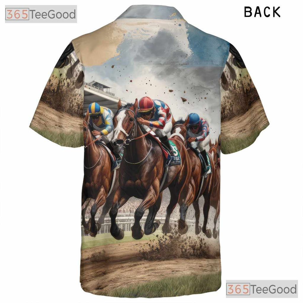 Jockey Horse Racing Derby Print Hawaiian Shirt for Men Women Summer Party Outfit