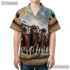 Jockey Horse Racing Derby Print Hawaiian Shirt for Men Women Summer Party Outfit