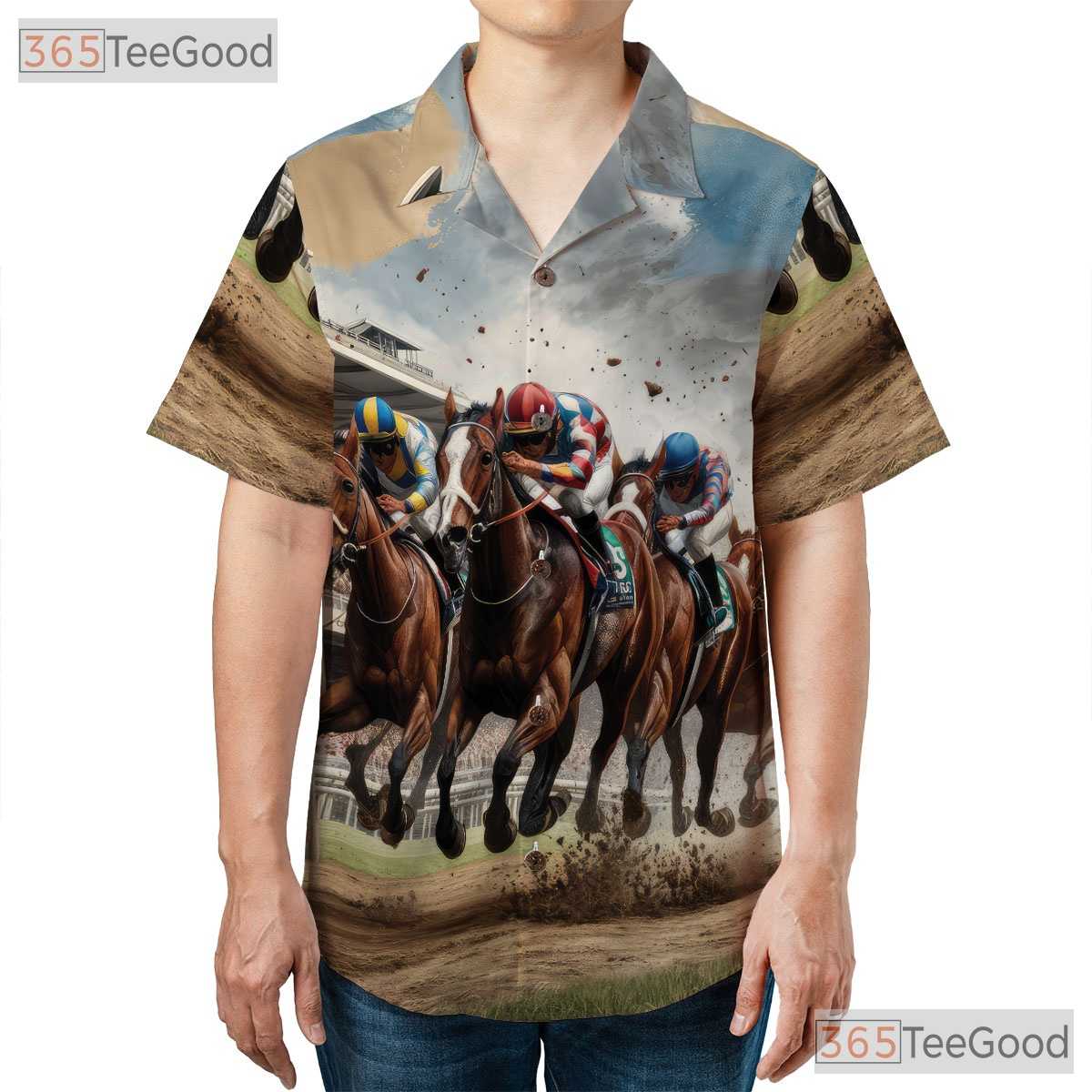 Jockey Horse Racing Derby Print Hawaiian Shirt for Men Women Summer Party Outfit