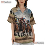 Jockey Horse Racing Derby Print Hawaiian Shirt for Men Women Summer Party Outfit