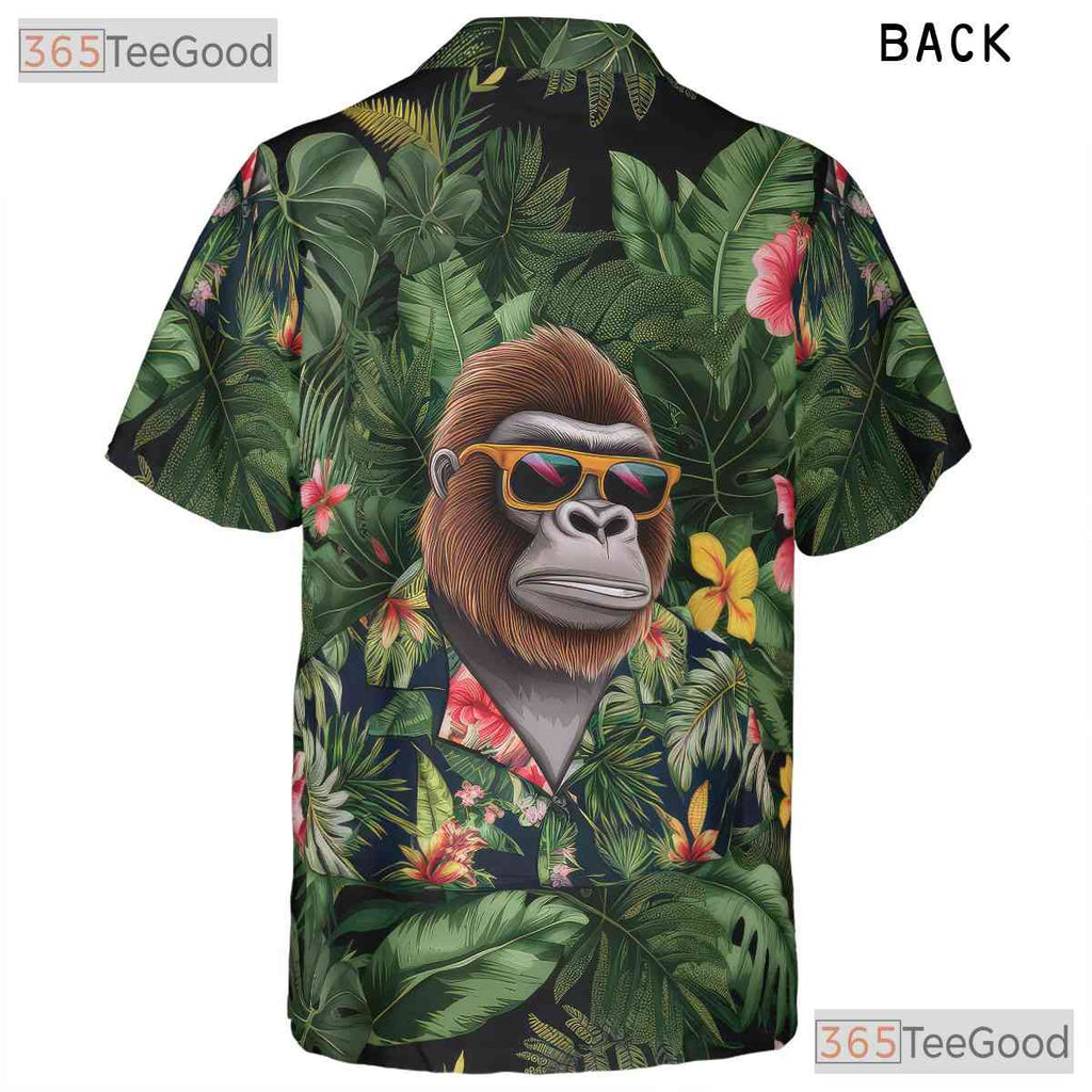 Jungle Gorilla Print Hawaiian Shirt Unisex Tropical Summer Aloha Top