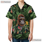 Jungle Gorilla Print Hawaiian Shirt Unisex Tropical Summer Aloha Top