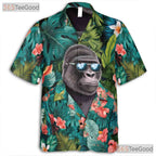 Jungle Gorilla Tropical Floral Hawaiian Shirt Men Women, Aloha Beach Party Wear