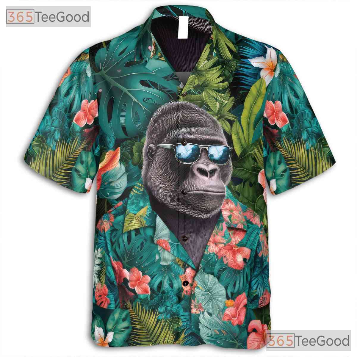 Jungle Gorilla Tropical Floral Hawaiian Shirt Men Women, Aloha Beach Party Wear