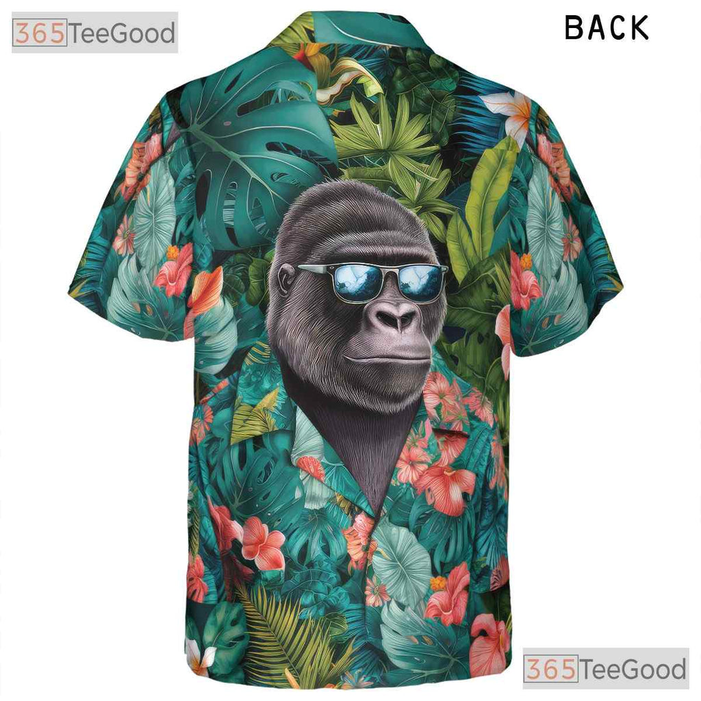 Jungle Gorilla Tropical Floral Hawaiian Shirt Men Women, Aloha Beach Party Wear