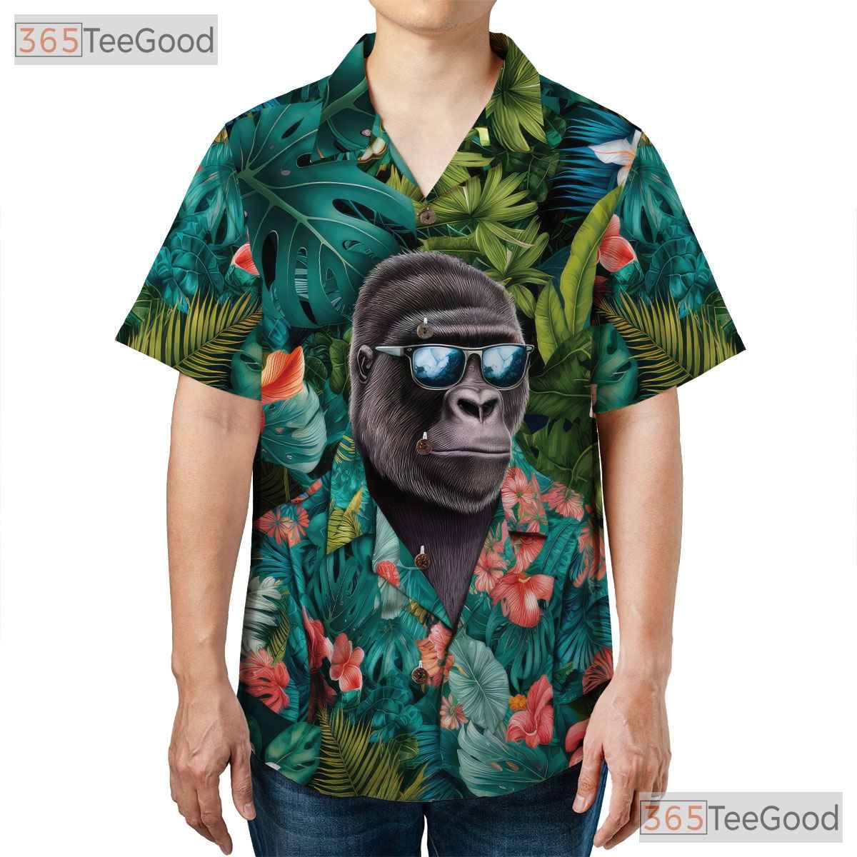 Jungle Gorilla Tropical Floral Hawaiian Shirt Men Women, Aloha Beach Party Wear