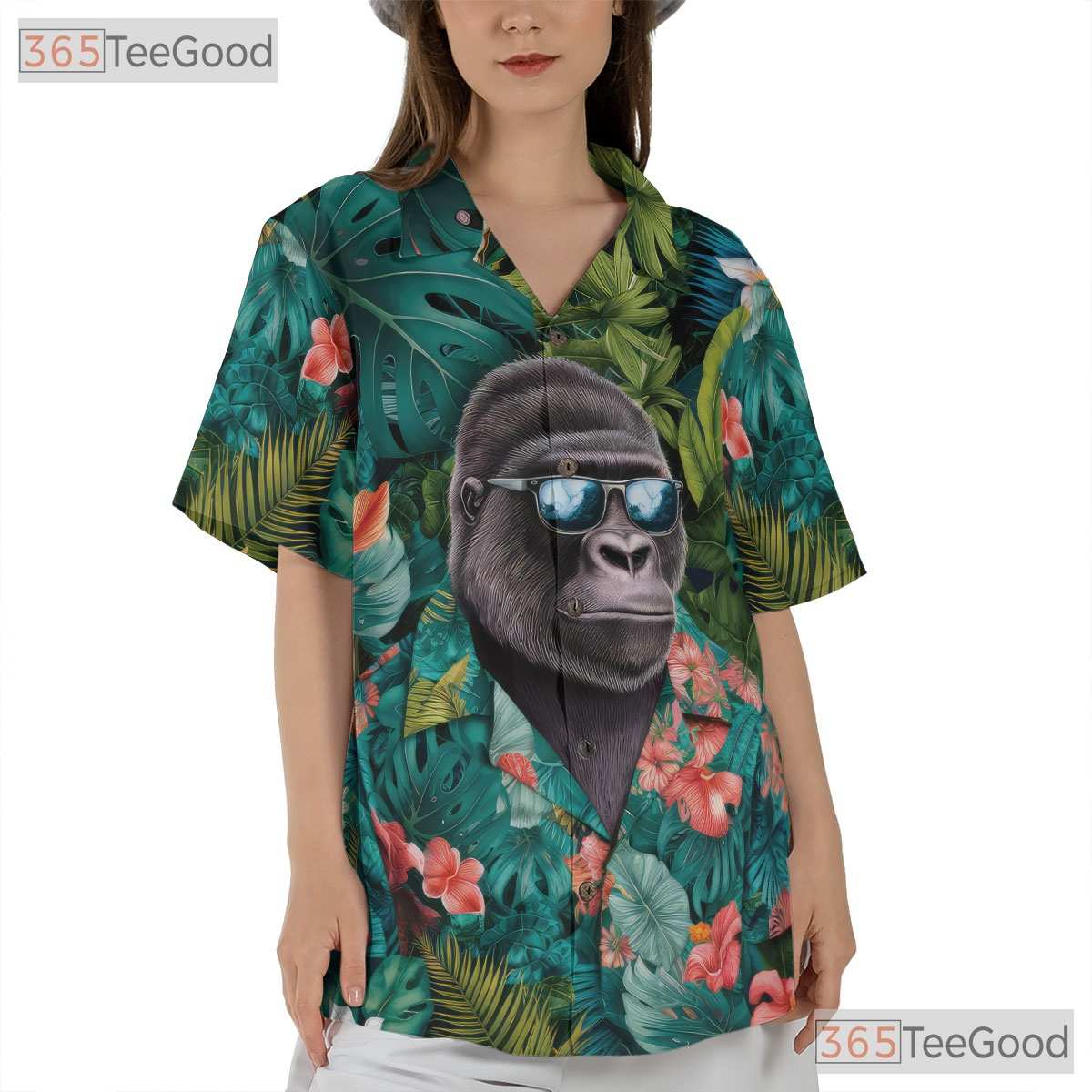 Jungle Gorilla Tropical Floral Hawaiian Shirt Men Women, Aloha Beach Party Wear