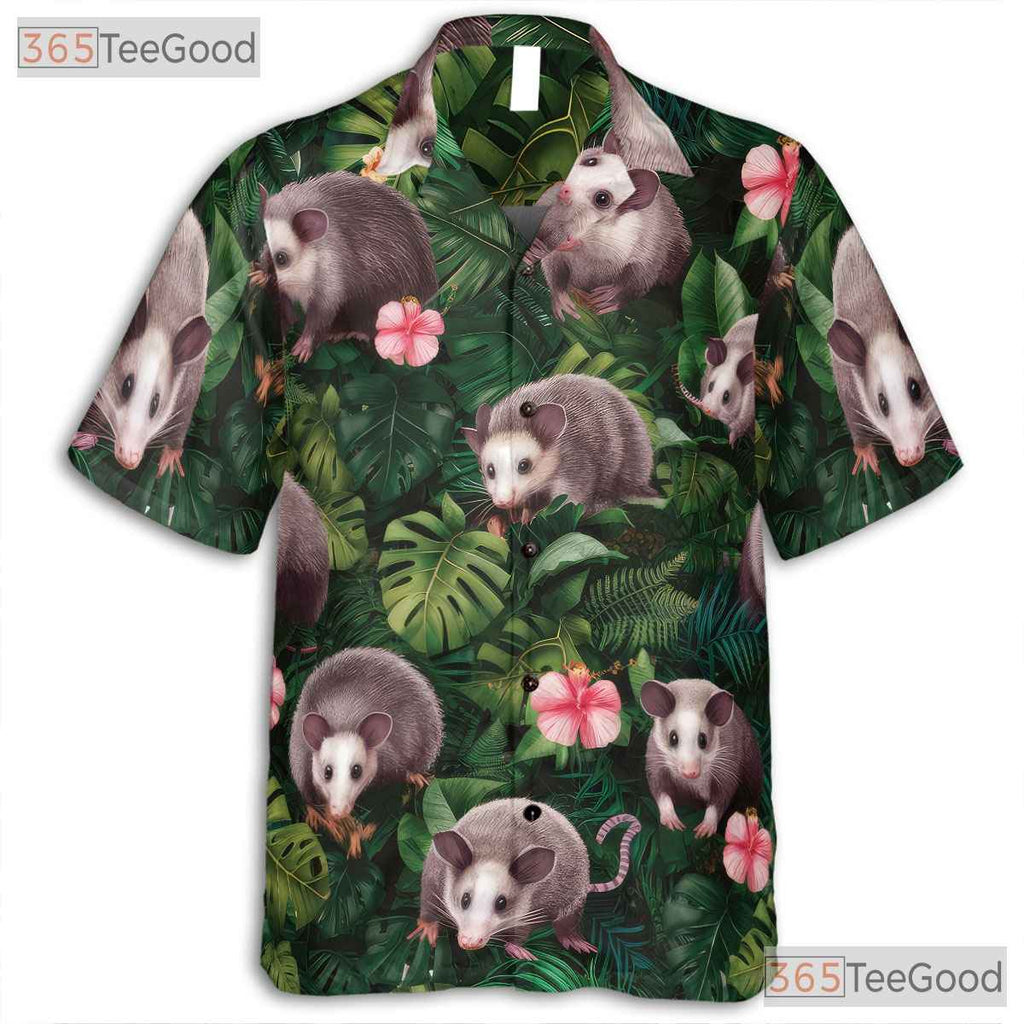 Jungle Opossum Print Hawaiian Shirt for Men Women Tropical Beach Summer Tee