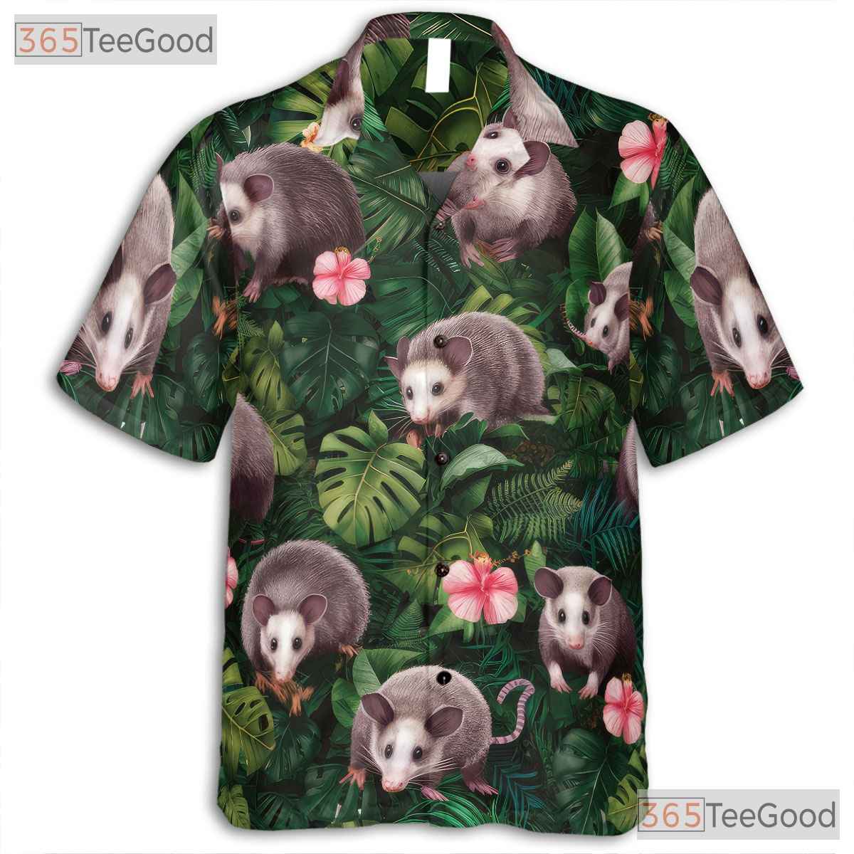 Jungle Opossum Print Hawaiian Shirt for Men Women Tropical Beach Summer Tee