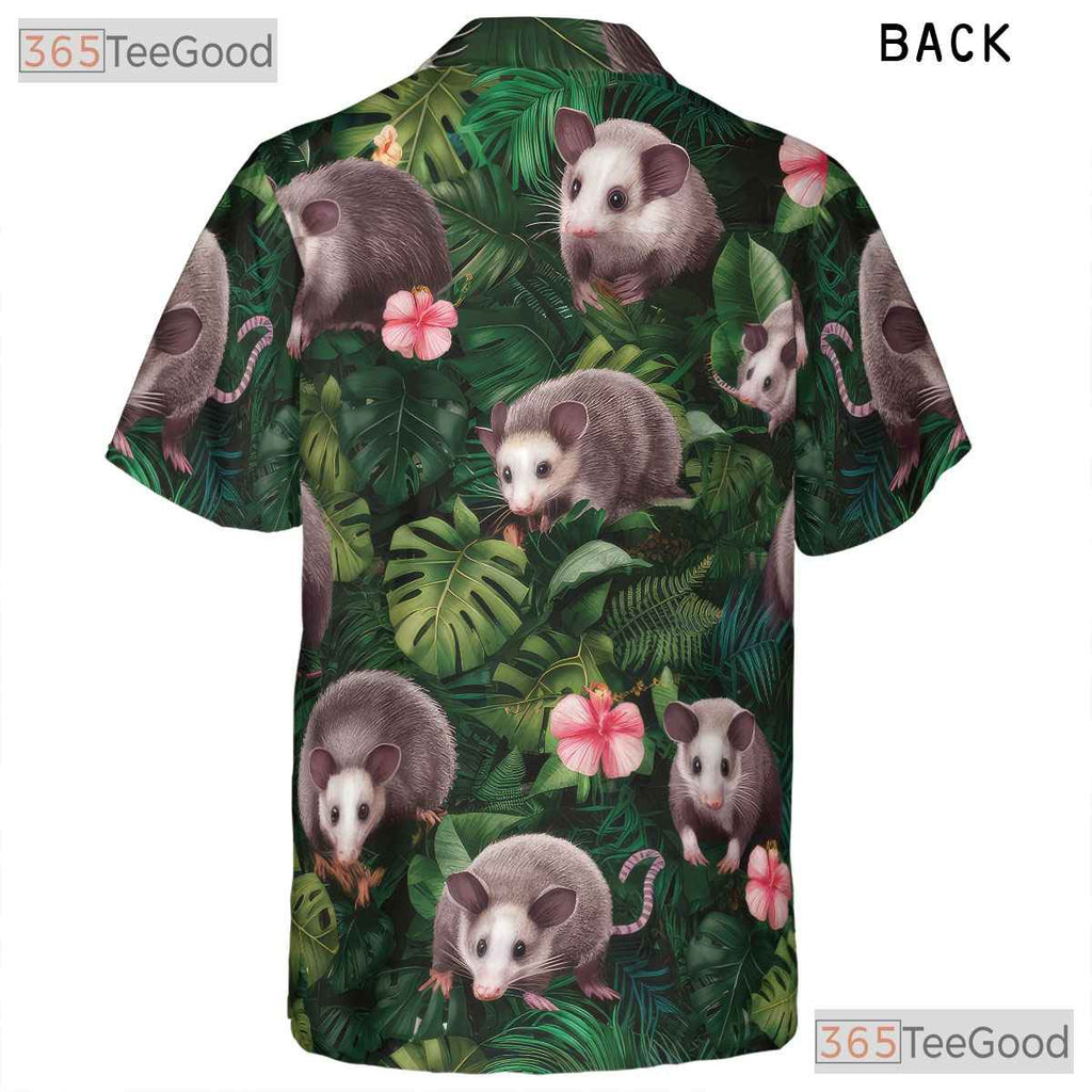 Jungle Opossum Print Hawaiian Shirt for Men Women Tropical Beach Summer Tee