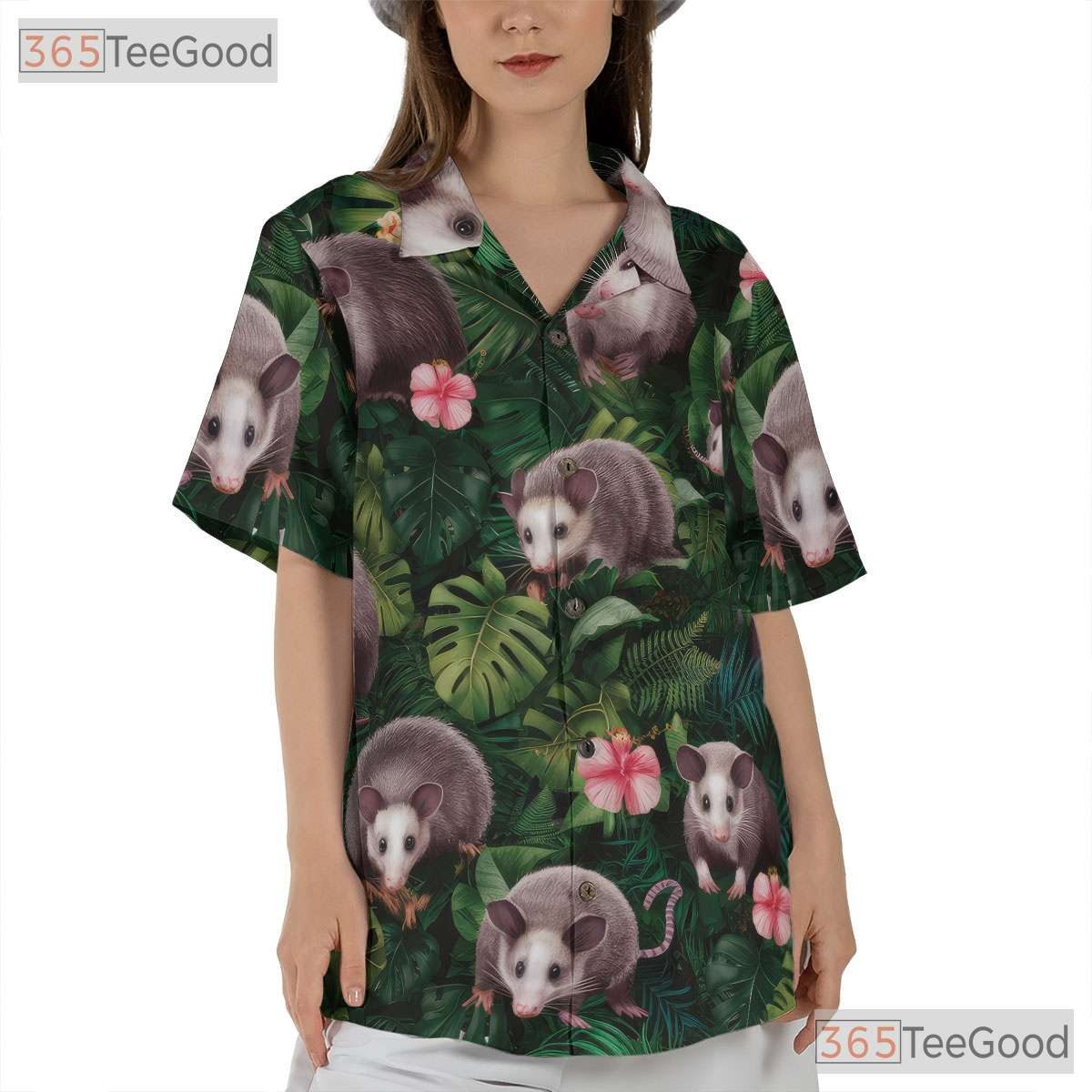 Jungle Opossum Print Hawaiian Shirt for Men Women Tropical Beach Summer Tee