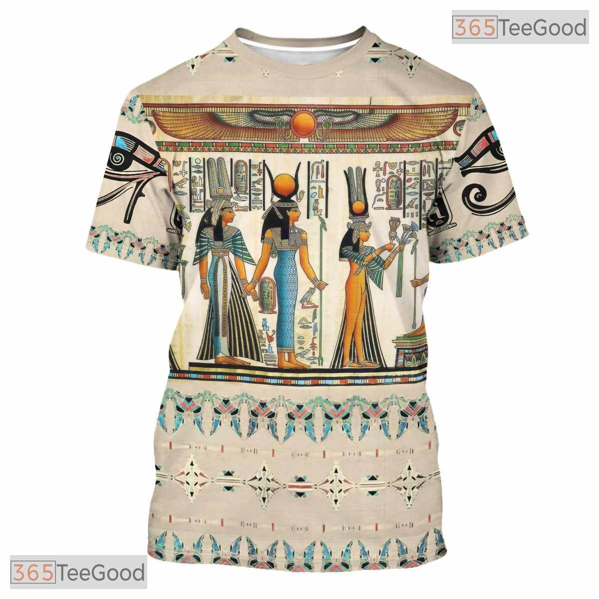 Khaki Ancient Egypt Graphic 3D Printed Casual Short Sleeve Unisex Tee Shirt Top