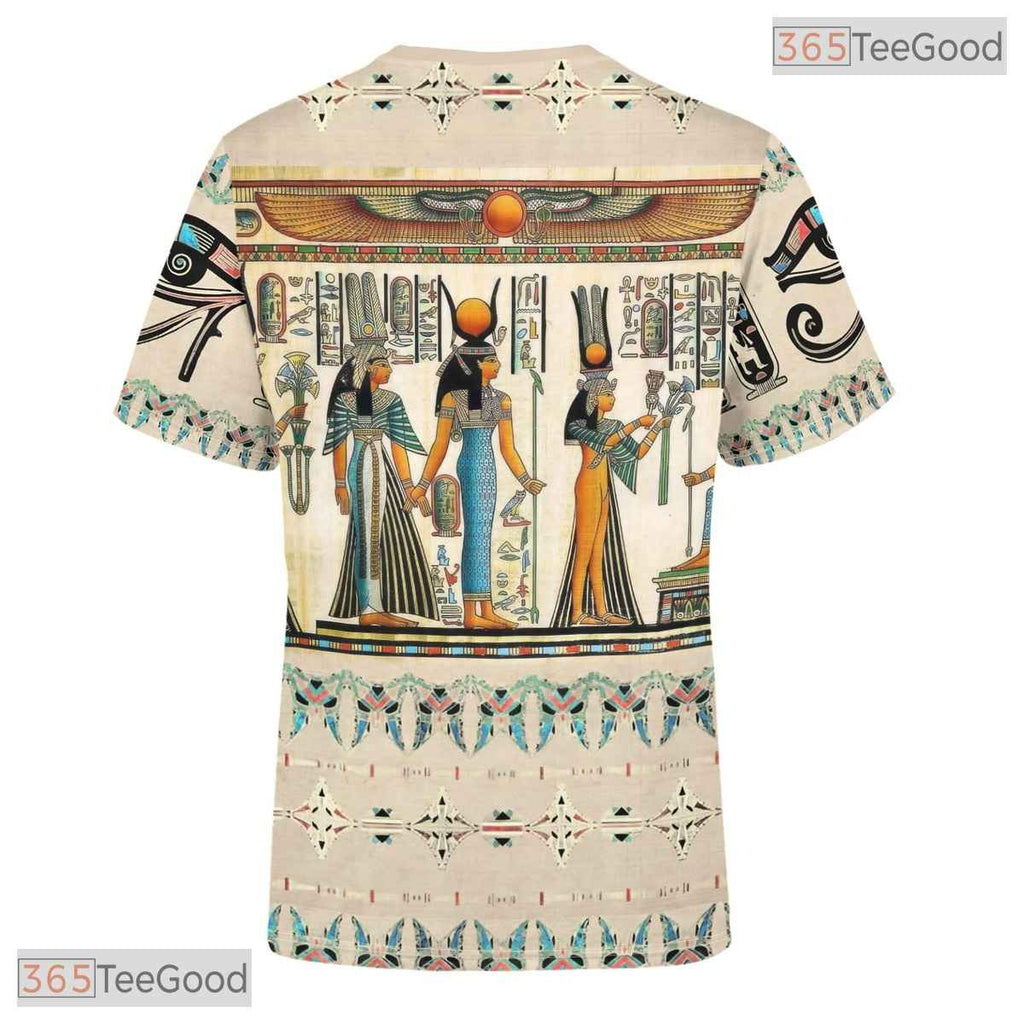Khaki Ancient Egypt Graphic 3D Printed Casual Short Sleeve Unisex Tee Shirt Top
