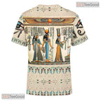 Khaki Ancient Egypt Graphic 3D Printed Casual Short Sleeve Unisex Tee Shirt Top