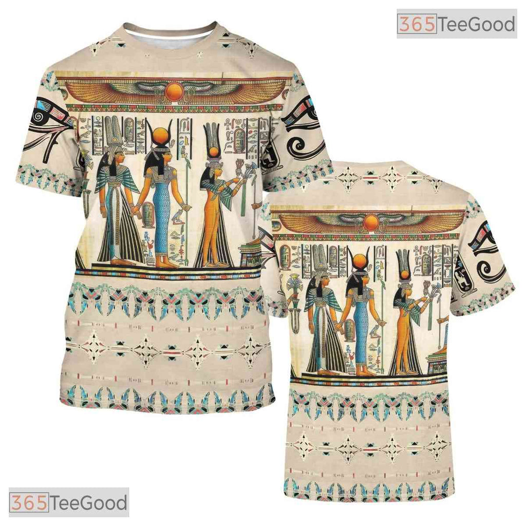 Khaki Ancient Egypt Graphic 3D Printed Casual Short Sleeve Unisex Tee Shirt Top