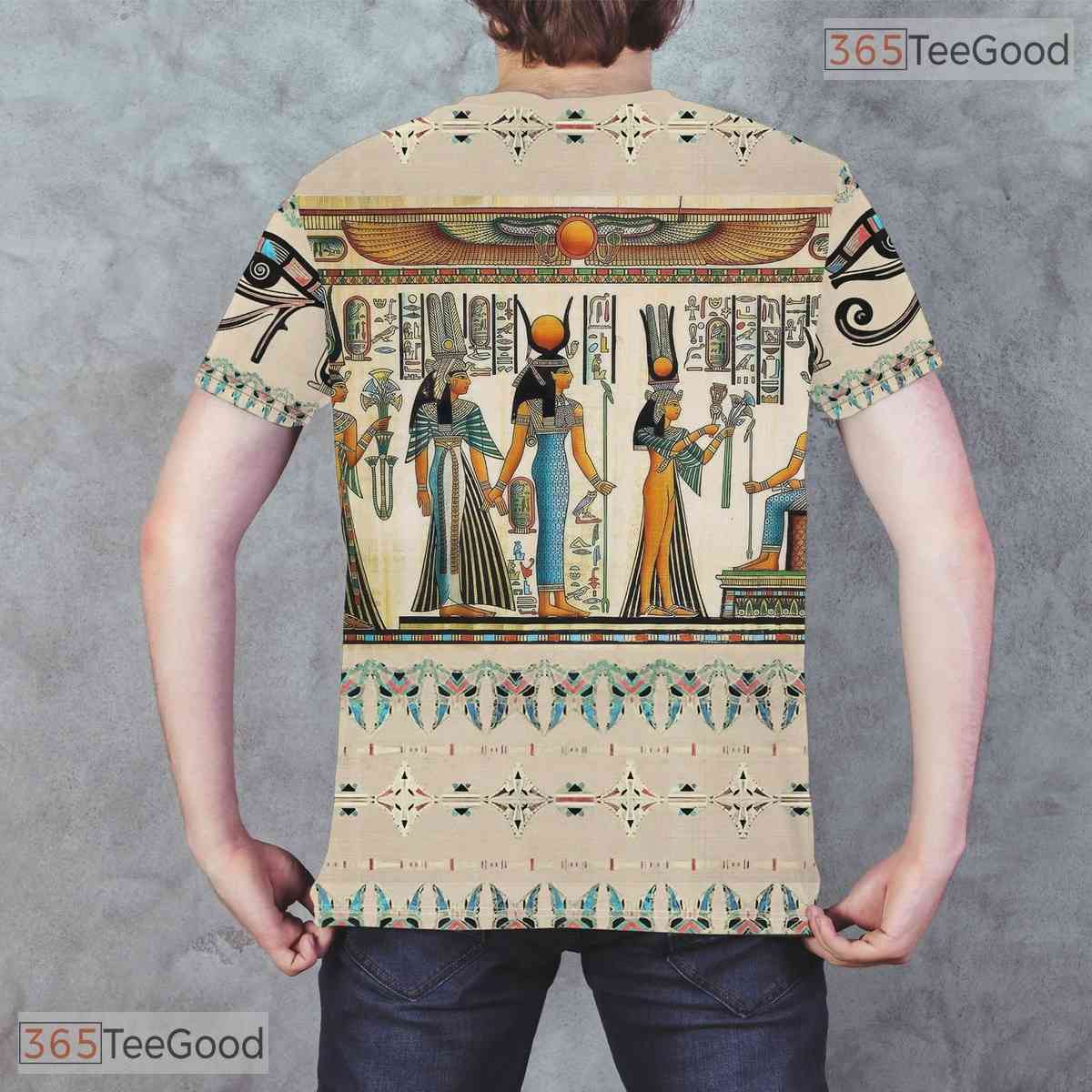 Khaki Ancient Egypt Graphic 3D Printed Casual Short Sleeve Unisex Tee Shirt Top